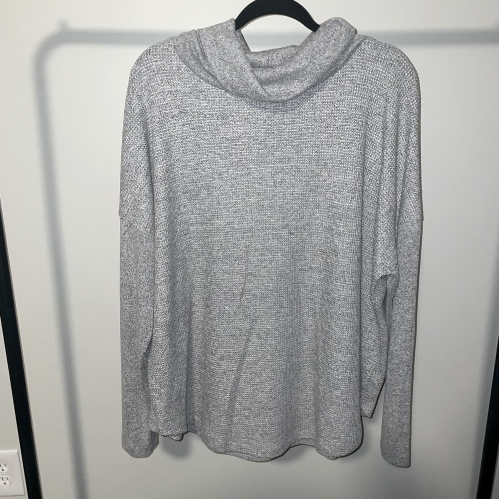 Waffle Knit Cowl Neck Sweater